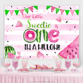 Pastèque verte rose Notre douce est la toile de fond du 1er anniversaire